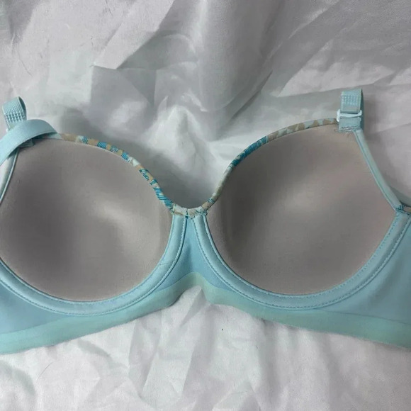 Leonisa aqua green bra with cream print size 34B - Picture 6 of 11
